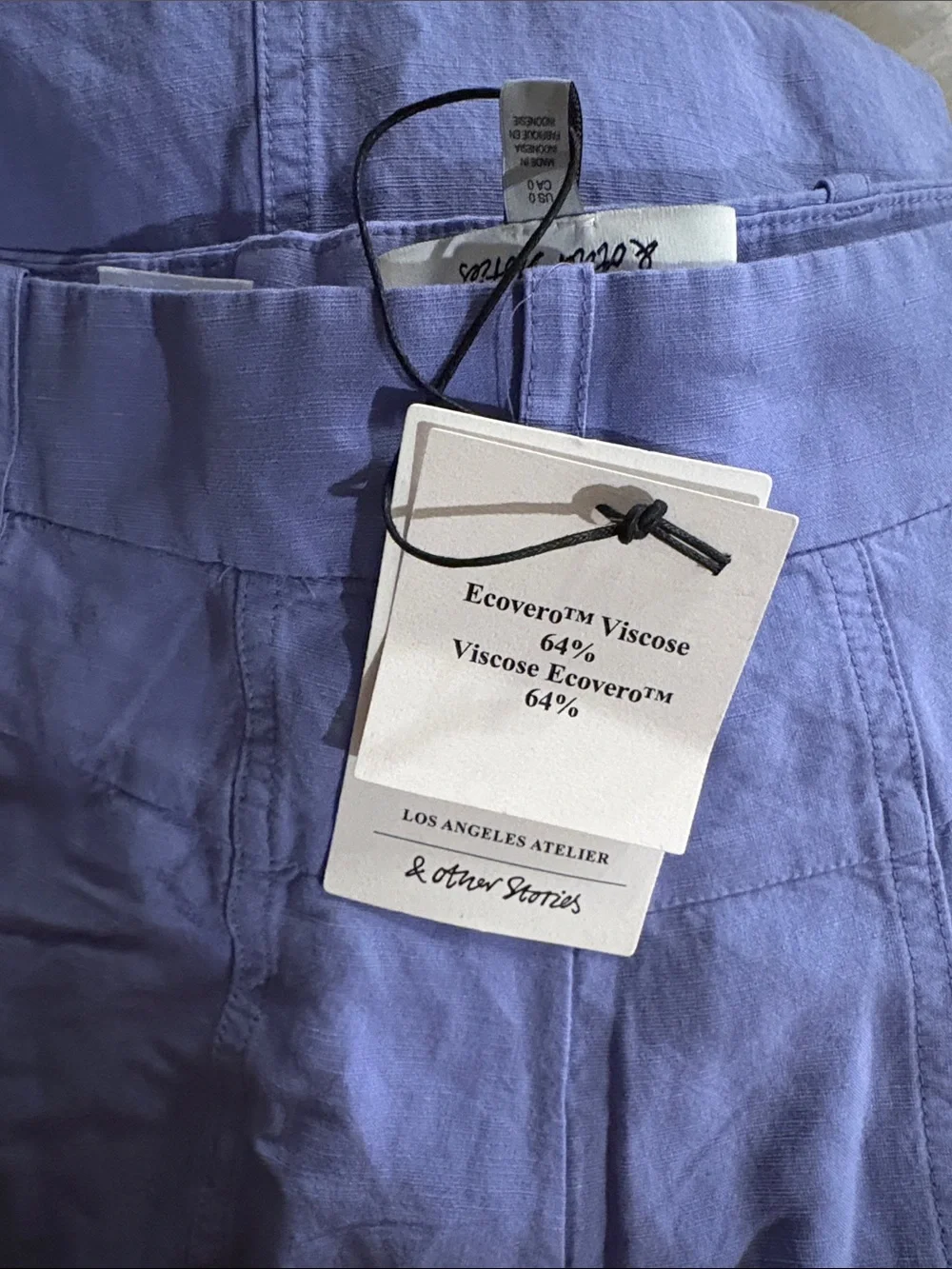 & Other Stories Wide-Leg Cargo Pants NWT Size 0 In Blue (Periwinkle/Purple) - Picture 11 of 13